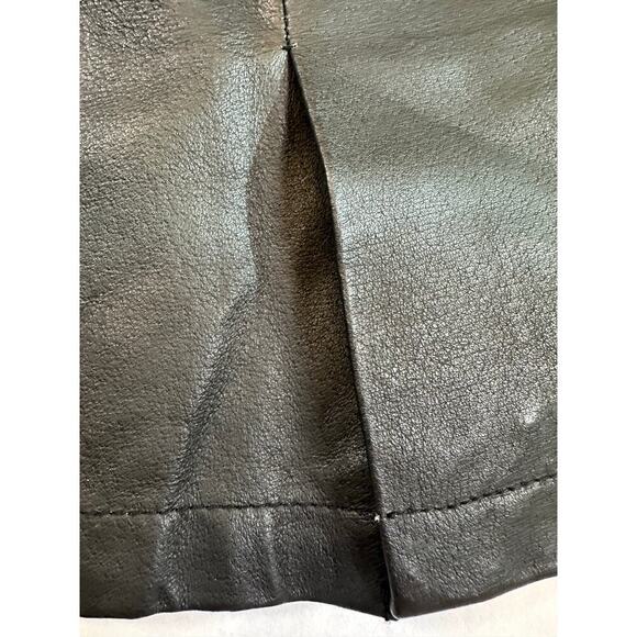 VTG 100% Leather Skirt USA Extreme Biker Black Size 9/10 Goth Festival EDM Rock - Picture 10 of 11
